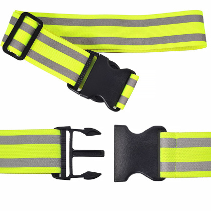 Reflexný elastický opasok s plastovou prackou 110 cm - dva reflexné pruhy - pre bežcov a chodcov